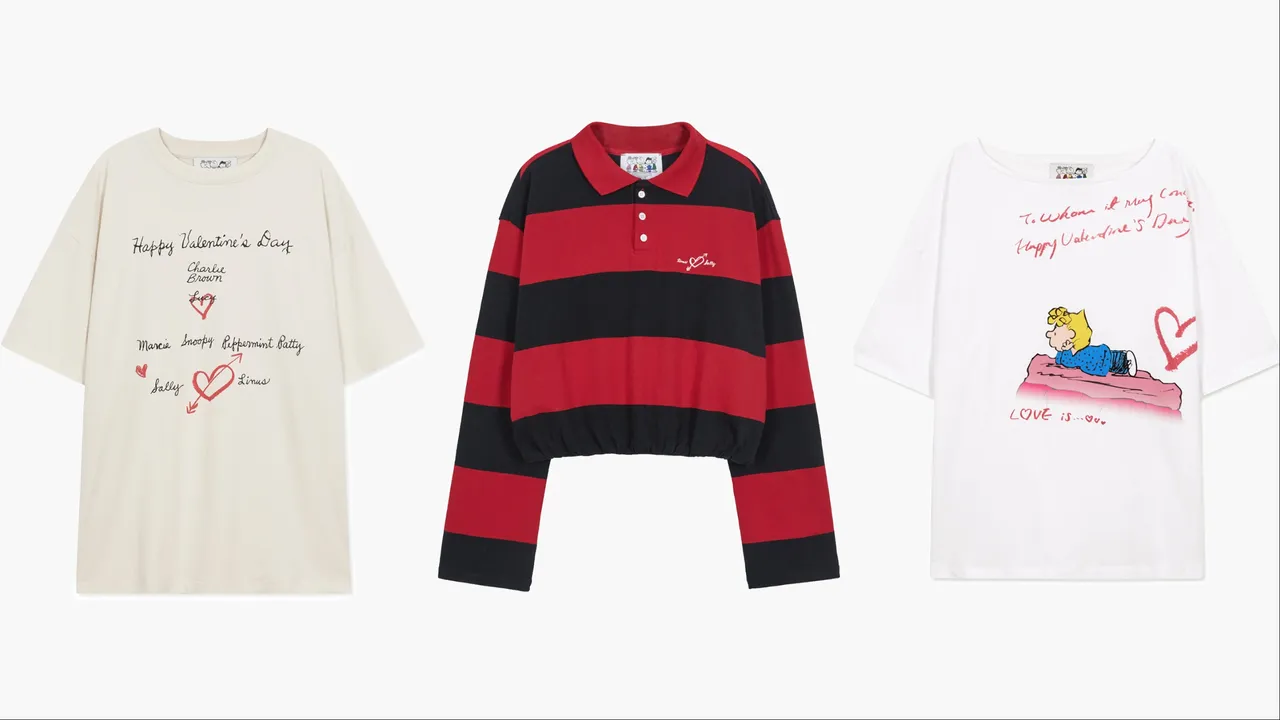 MARGESHERWOOD x PEANUT聯名系列T恤（左起）3280元、POLO衫5080元、T恤3680元。品牌提供