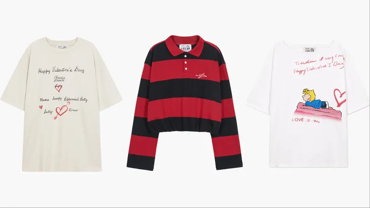 MARGESHERWOOD x PEANUT聯名系列T恤（左起）3280元、POLO衫5080元、T恤3680元。品牌提供