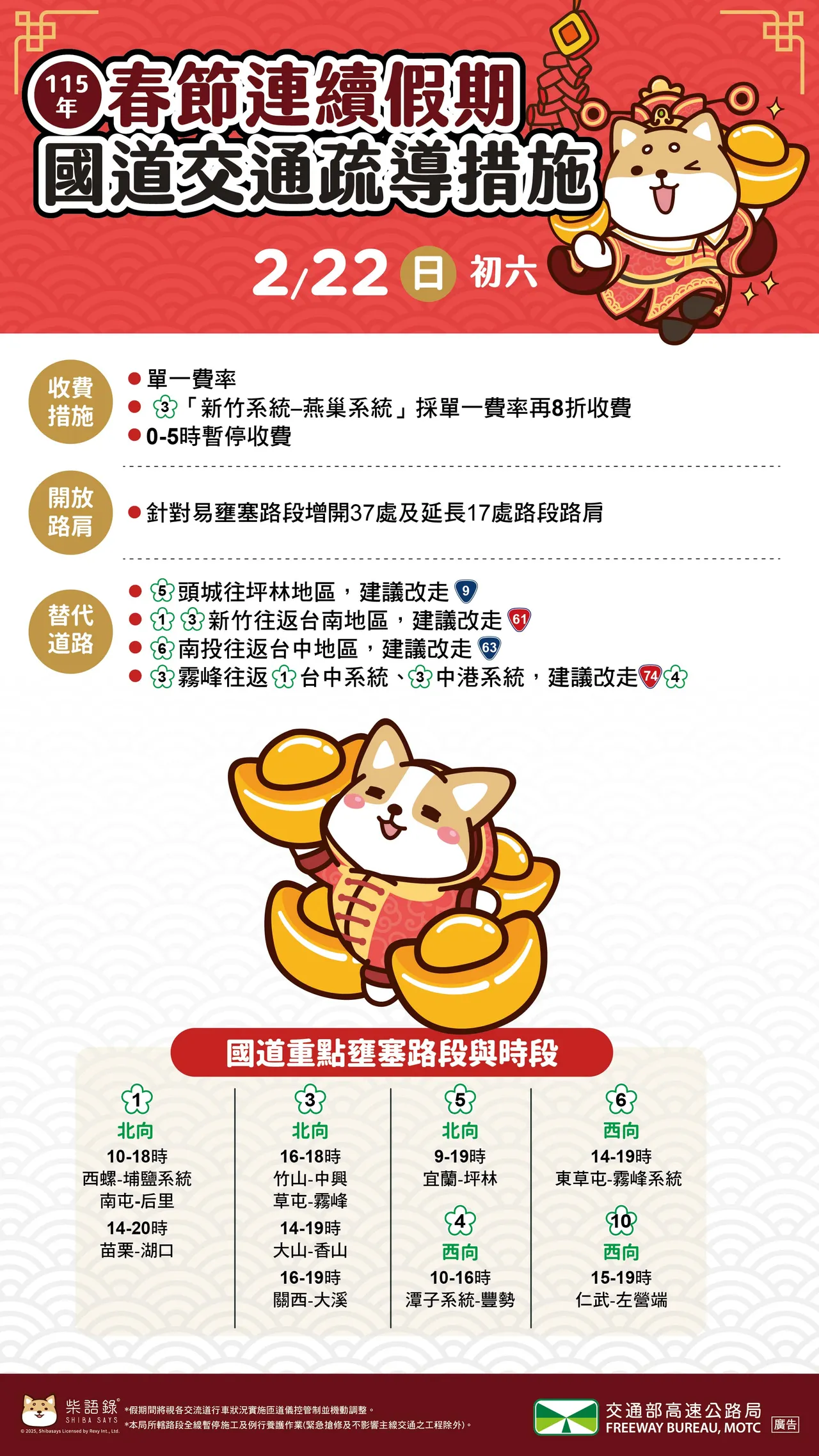 明日國道疏導措施。高公局提供