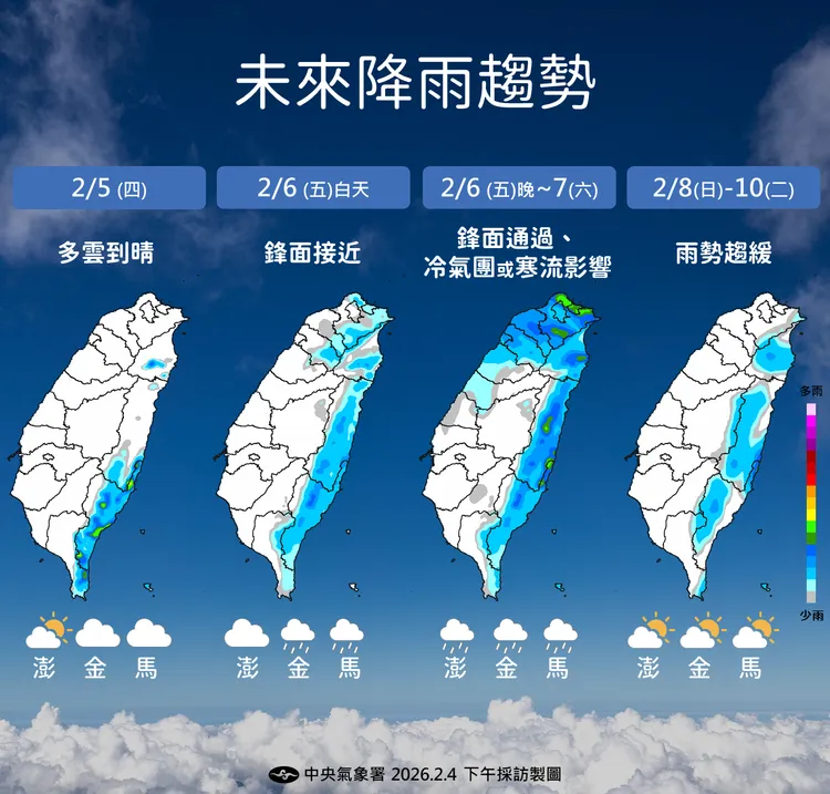 一週（5日至10日）降雨趨勢。中央氣象署提供