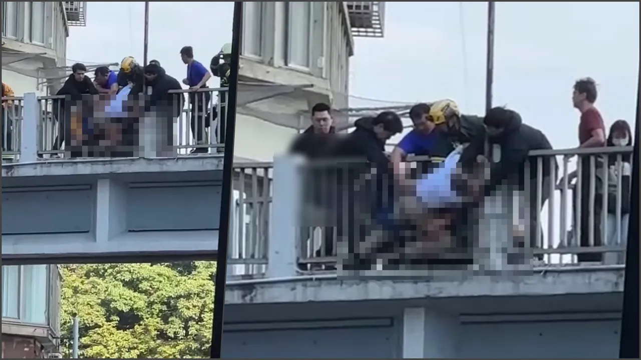 獨家｜北車前天橋「有人懸在半空」　警消「4人拉住1人」看了手心都冒汗