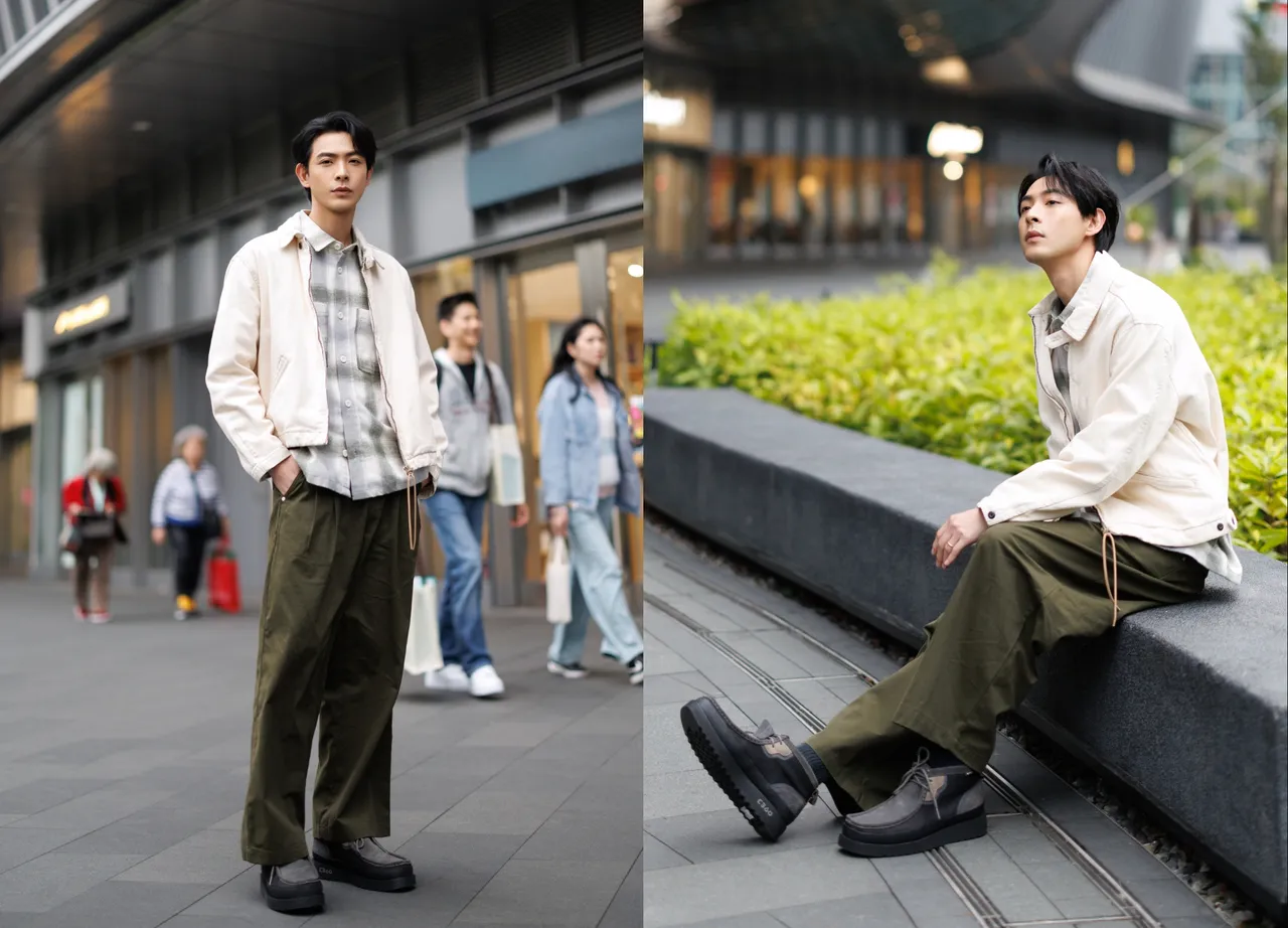 連晨翔演繹Clarks「 Wallabee FTR GTX 」休閒靴低調風格，日常出行也時髦有型。品牌提供