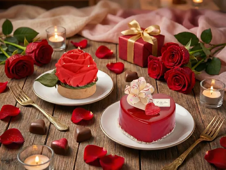 台北遠東香格里拉情人節造型甜點將藝術美學融入瑰麗造型，以優雅酸甜層次為佳節時光畫下最甜蜜的句點，售價458元。台北遠東香格里拉提供