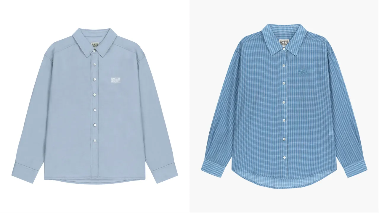 M+FG經典LOGO修身襯衫（左）、格紋透膚襯衫（右），各3590元。品牌提供