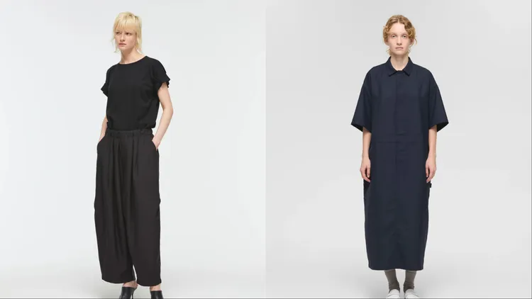 寬版工裝褲（左）、畫家風連身裙（右）也是店內必入手單品。品牌提供
