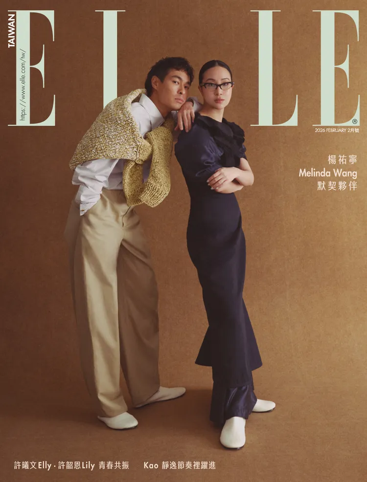 楊祐寧（左）、Melinda（右）拍攝《ELLE》封面。《ELLE》國際中文版提供