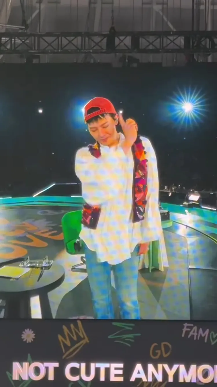 GD跳ILLIT《NOT CUTE ANYMORE》，台下粉絲心臟爆擊。翻攝IG