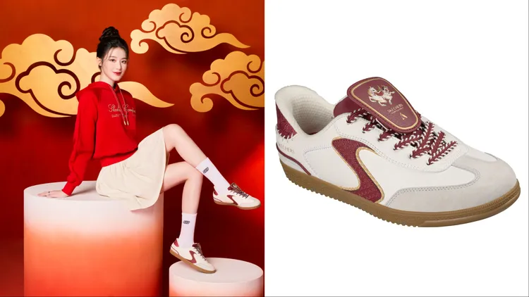 舒華同款SKECHERS新春系列HOTSHOT德訓鞋，各3590元。品牌提供