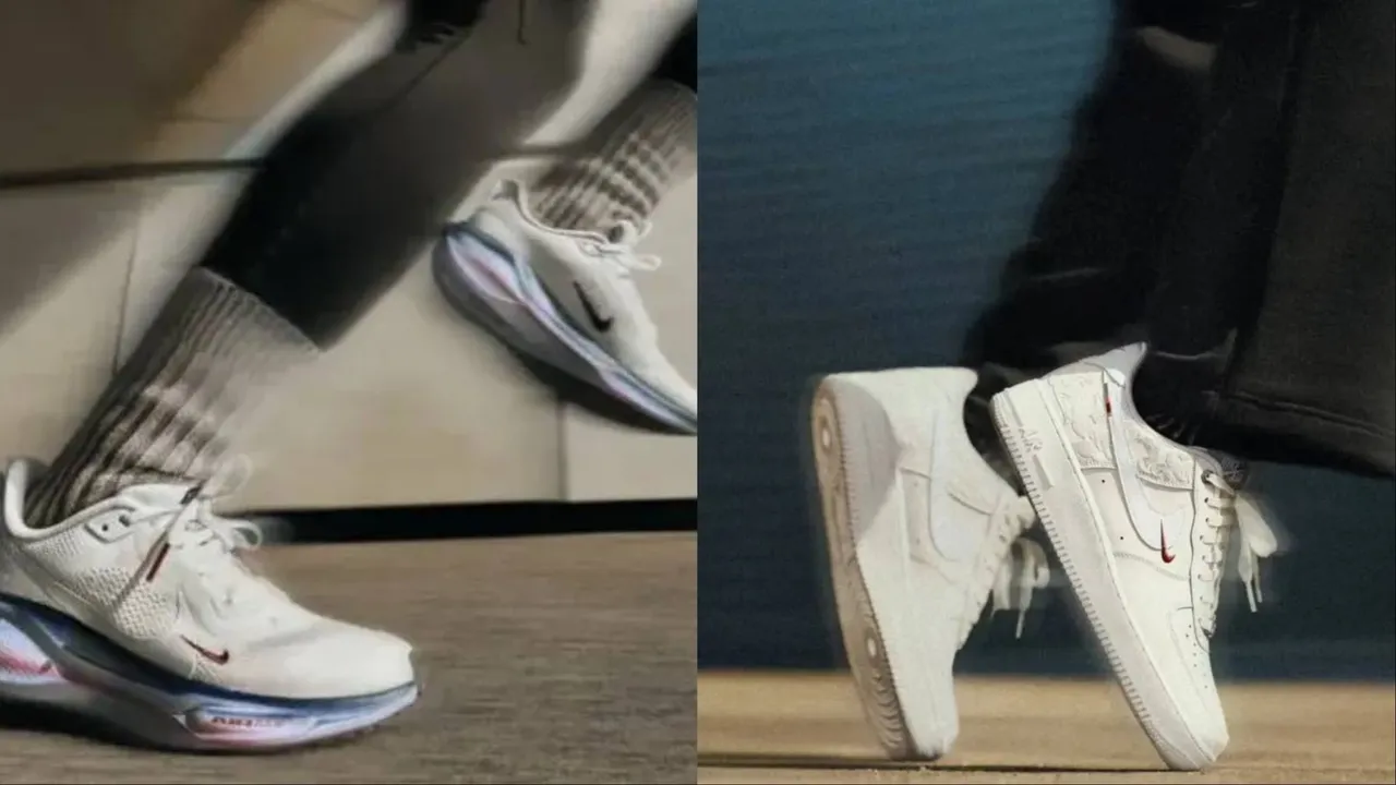 Nike Pegasus 41（左）、Air Force 1鞋款（右）分別以遊牧烏托邦、駿馬奔騰圖案呼應新春。品牌提供