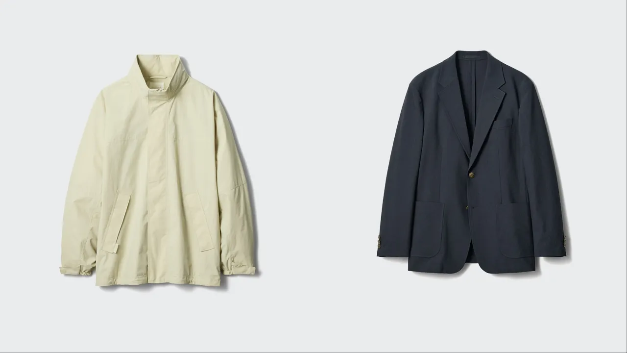 UNIQLO and JW ANDERSON防風立領連帽外套（左）、Miracle Air西裝外套（右），各1990元。品牌提供