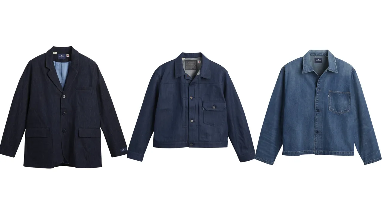 Levi’s® Blue Tab無結構式西裝外套（左起） 1萬900元、TYPE I TRUCKER原色丹寧外套1萬900元、靛藍丹寧襯衫8590元。品牌提供