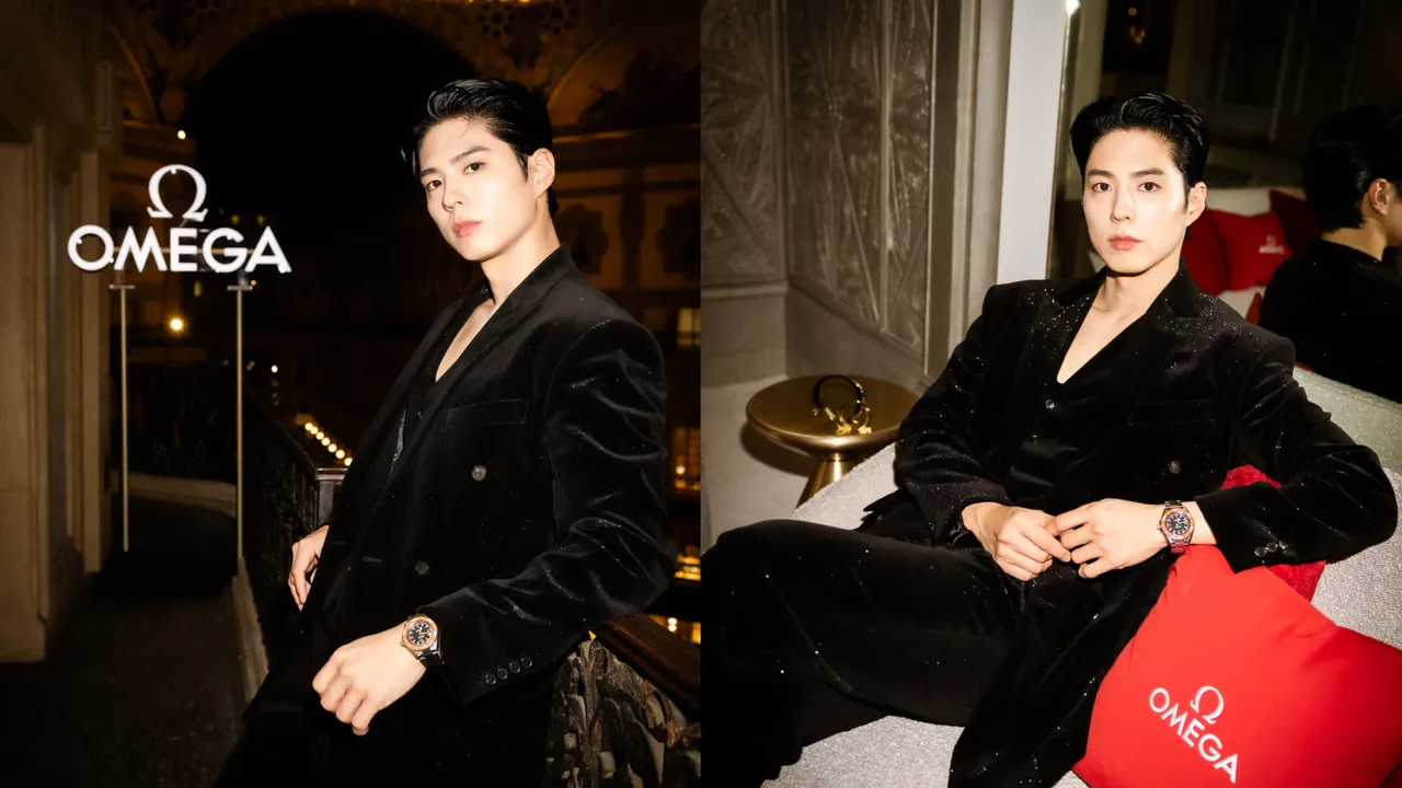 OMEGA日前在Milano Cortina 2026打造專屬品牌空間中舉辦開幕晚宴，朴寶劍現身猶如帥氣貴公子。品牌提供