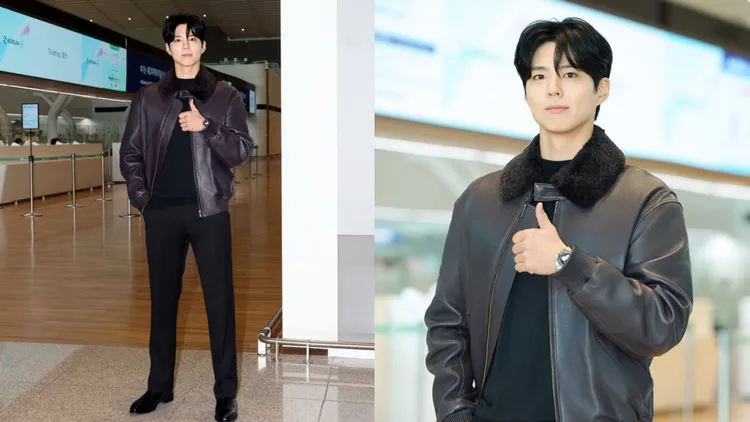 朴寶劍隨OMEGA前往冬季奧運，擺出老派復古的拍照姿勢。品牌提供