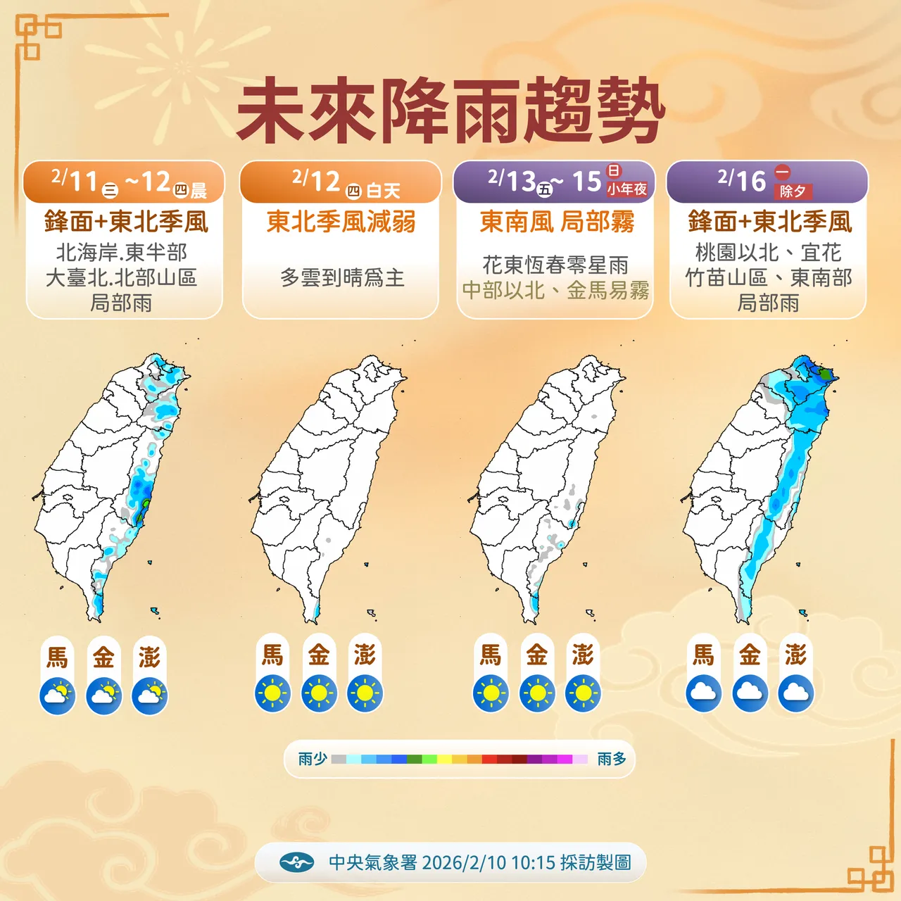 未來降雨趨勢。氣象署提供