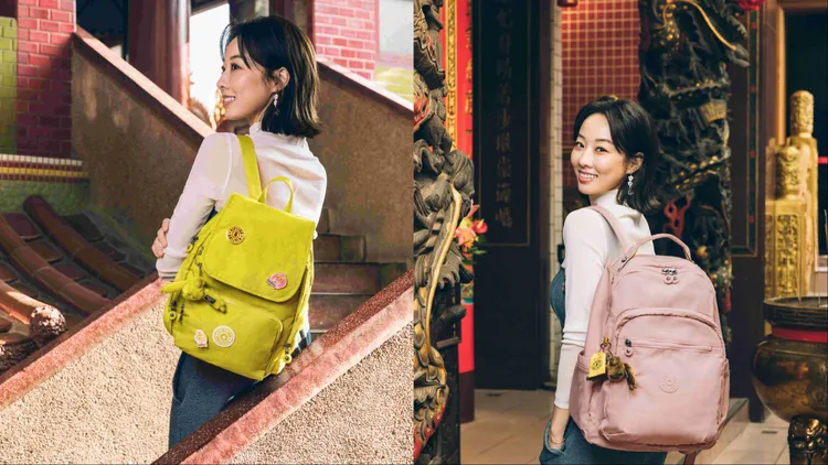 Kipling與白沙屯媽祖的聯名，將「粉紅超跑」與「黃衣轎班」轉化為珊瑚粉與檸檬黃2大主色。品牌提供