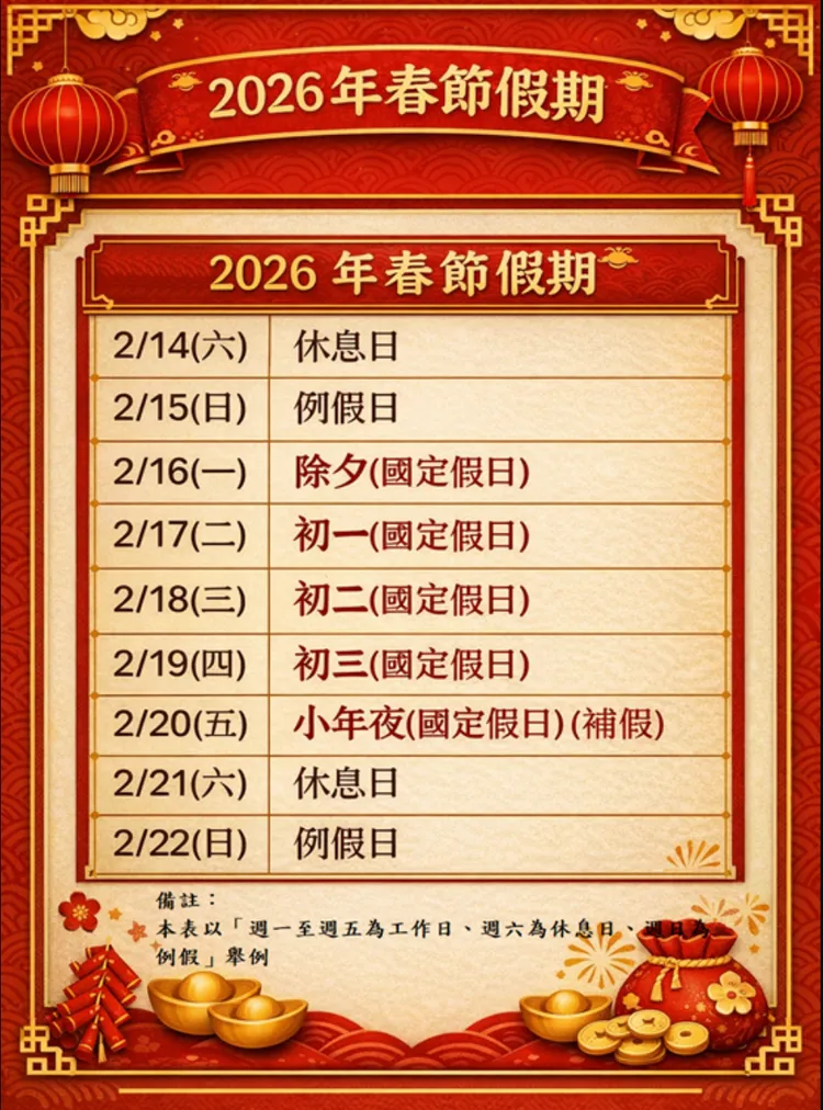 2025年新增國定假日「小年夜」。台北市勞動局提供