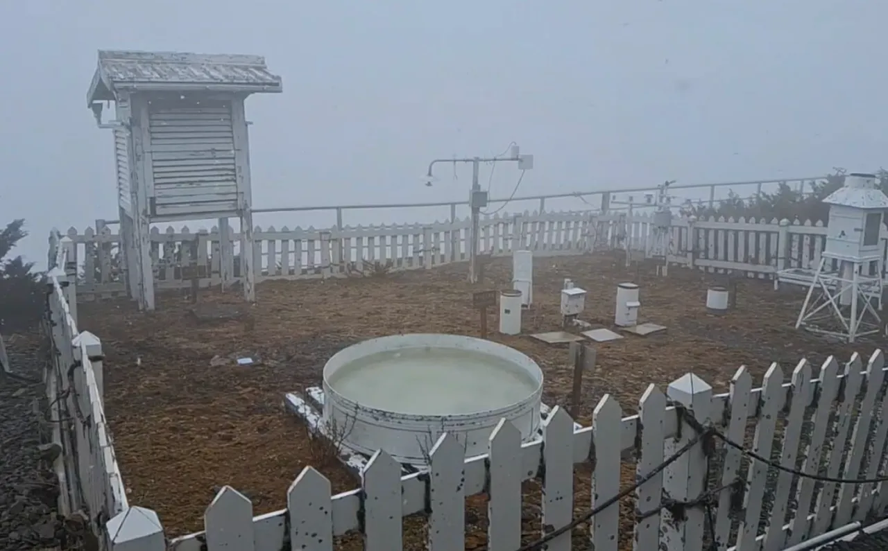 若水氣與溫度配合，今日3500公尺以上高山有降雪機率，高山路面易結霜或積冰。中央氣象署提供