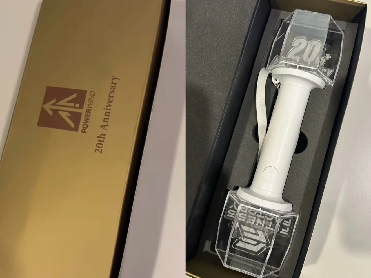 健身工廠20週年春酒員工紀念禮「啞鈴手燈」，被網友指控抄襲K-pop虛擬男團應援手燈設計。翻攝自Threads