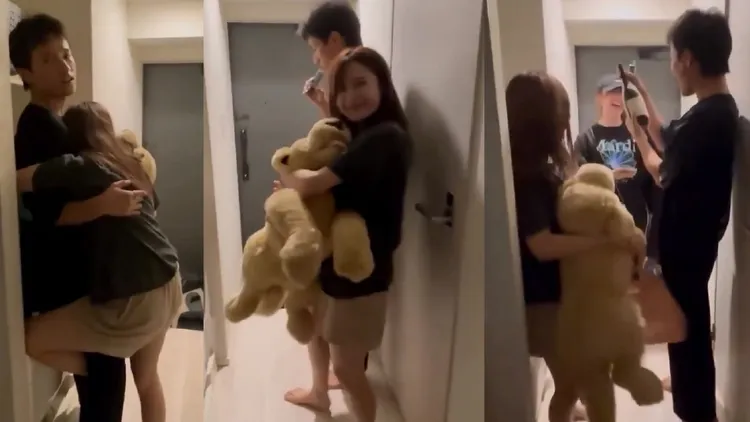 網路流出影片，網友指認抽菸的是「B&ZAI」鈴木悠仁、緊抱他的是「AKB48」鈴木久留美，後來進門的是「乃木坂46」前成員佐藤璃果。翻攝X