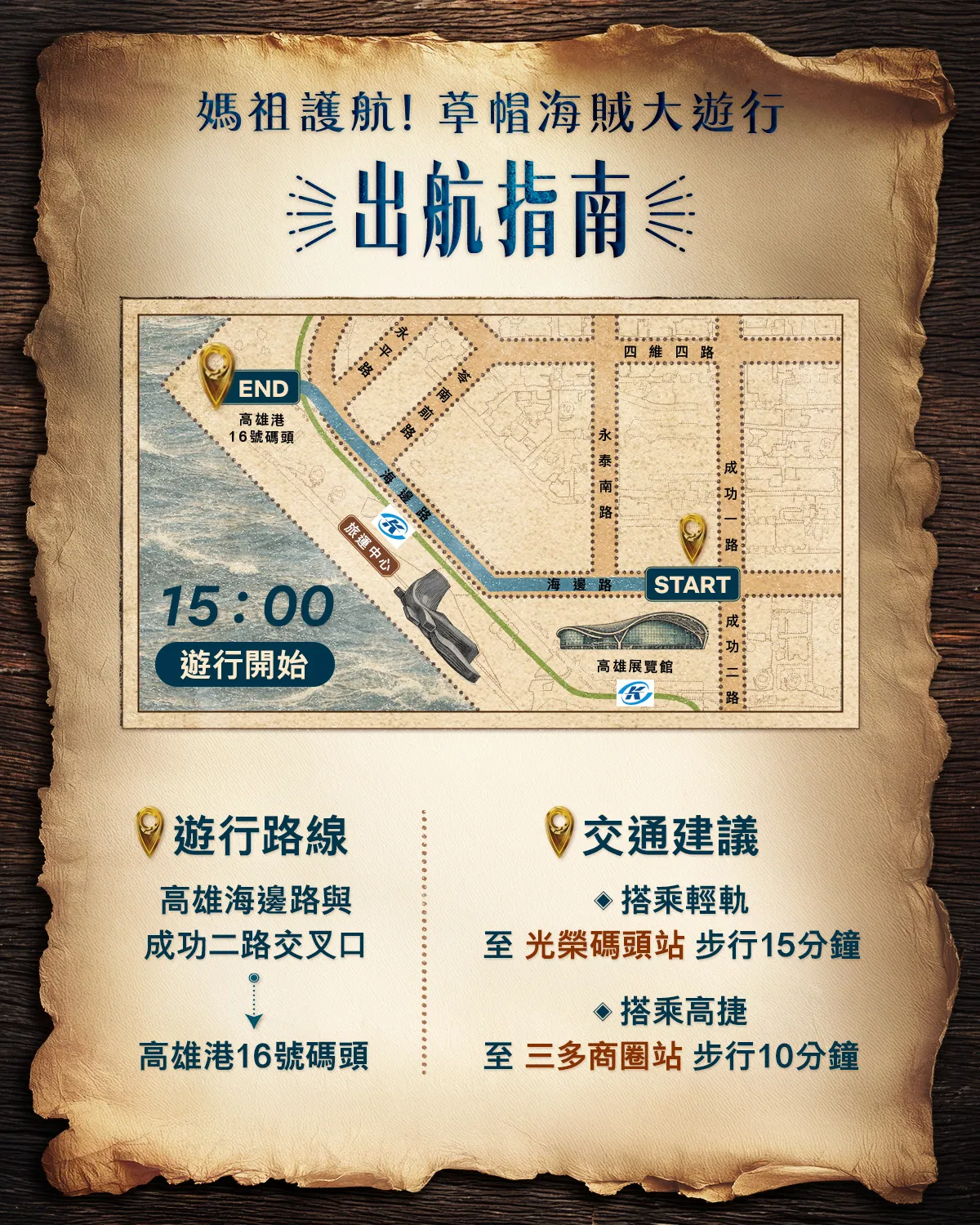 「媽祖護航！草帽海賊大遊行」路線圖。Netflix提供