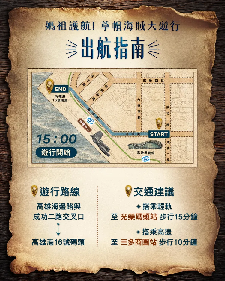 「媽祖護航！草帽海賊大遊行」路線圖。Netflix提供