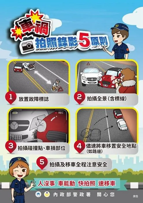 避免二次車禍的保命SOP。警方提供