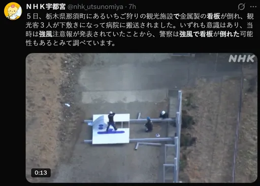 遊日採草莓「飛來橫禍」　數百公斤看板壓傷3台灣人