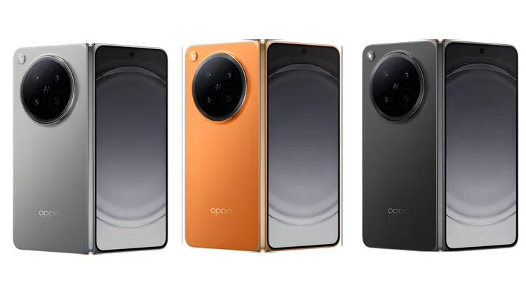 OPPO新一代摺疊旗艦Find N6外觀渲染圖提前曝光，並推出亮眼橘色、深灰與淺灰三種配色。@evleaks X