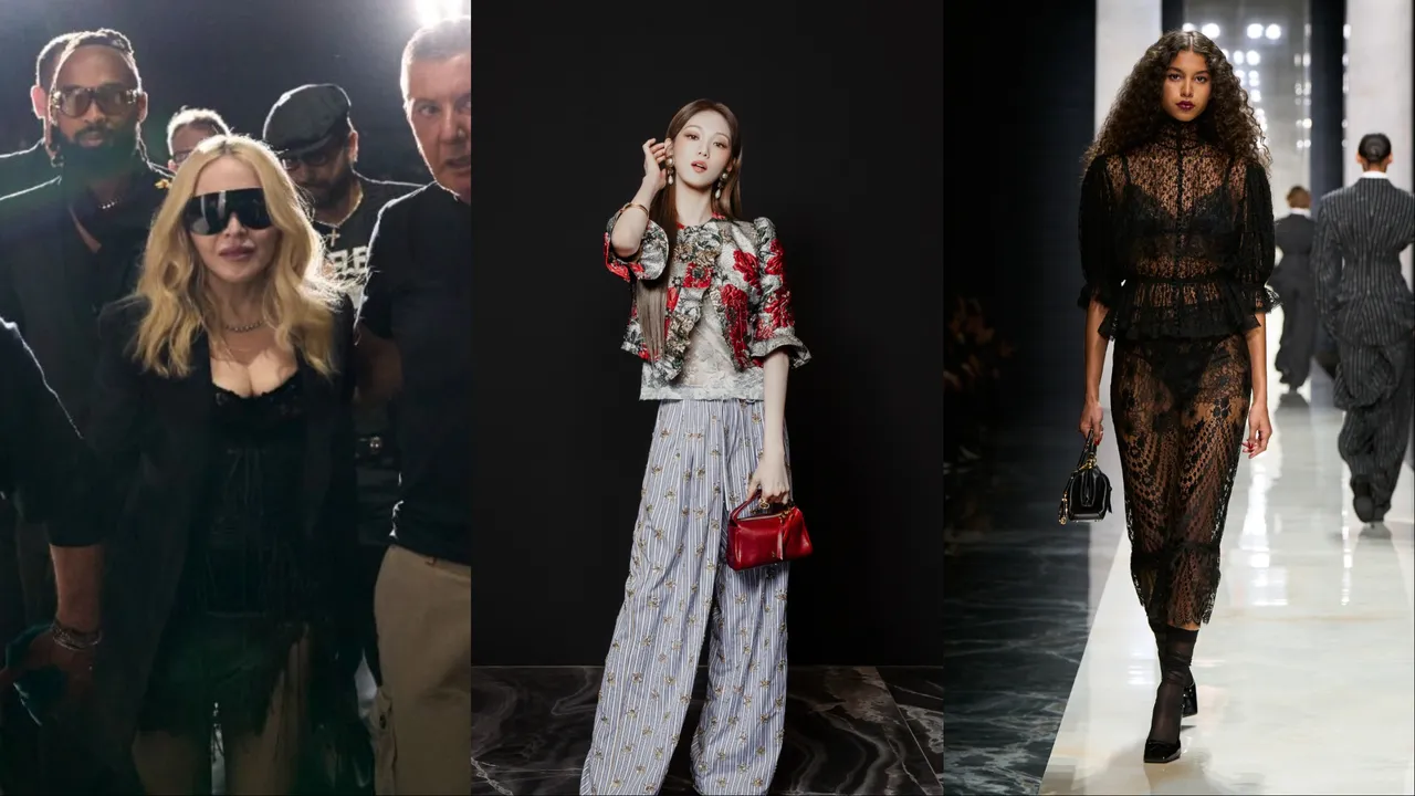 瑪丹娜（左）、李聖經（中）現身Dolce&Gabbana秋冬大秀。品牌提供