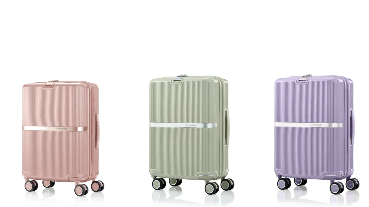 Samsonite MINTER系列行李箱20吋／1萬3500元、25吋／1萬5500元、28吋／1萬7500元。品牌提供