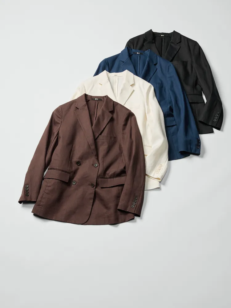 UNIQLO : C女裝特級亞麻外套，各2990元。品牌提供