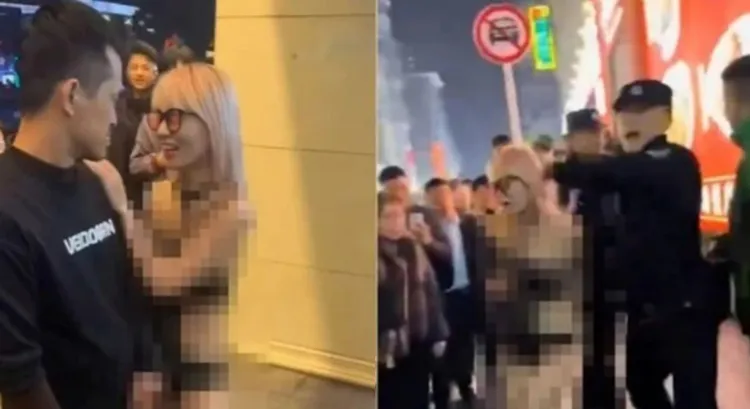 長沙市解放西路一對男女當街猥褻。翻攝微博