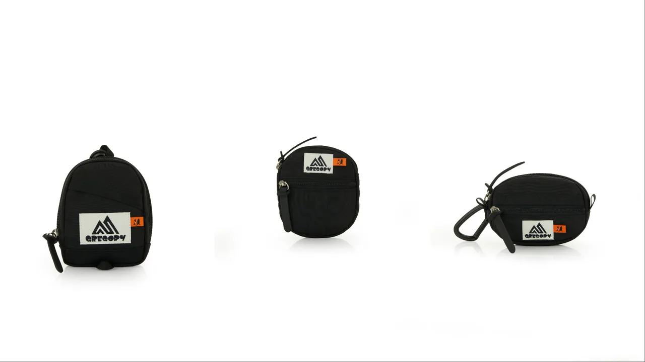 Gregory 迷你DAYPACK X YAIRI聯名收納包（左起）、微型QUICK POCKET X YAIRI聯名收納包、微型TAILMATE X YAIRI聯名收納包，各1080元。品牌提供