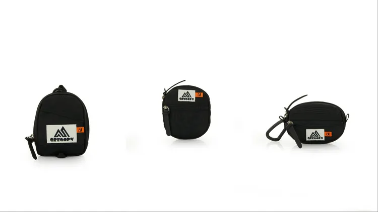 Gregory 迷你DAYPACK X YAIRI聯名收納包（左起）、微型QUICK POCKET X YAIRI聯名收納包、微型TAILMATE X YAIRI聯名收納包，各1080元。品牌提供