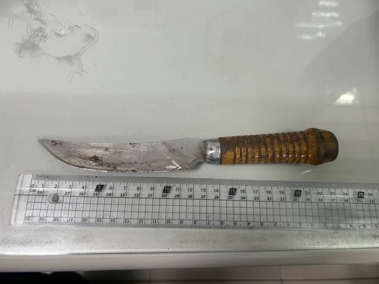 高男持刀械揮舞恐嚇。翻攝畫面