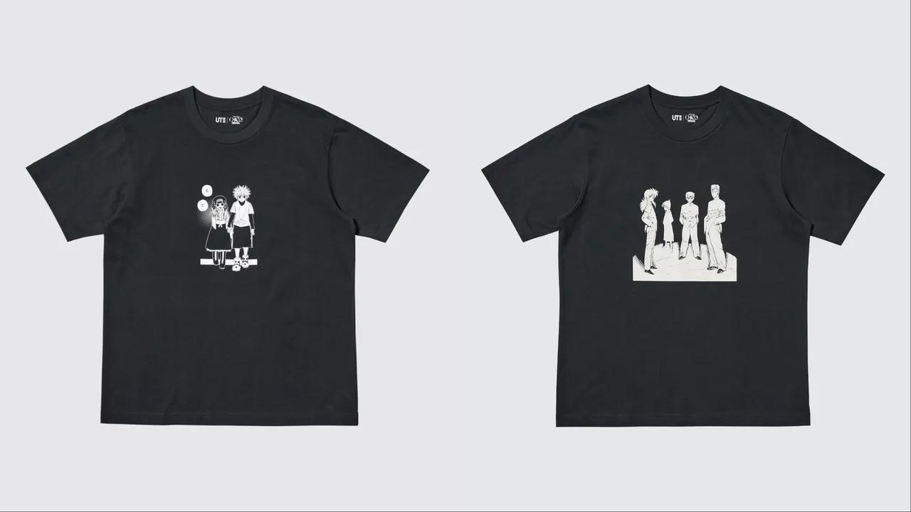 UNIQLO MANGA 100集英社100周年系列《獵人》印花T恤（左）、《幽遊白書》印花T恤（右），各490元。品牌提供