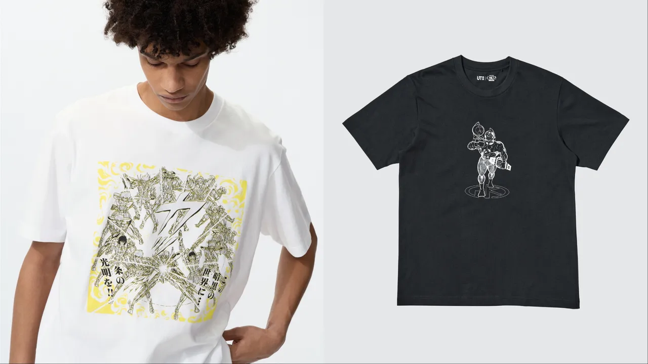 UNIQLO MANGA 100集英社100周年系列《聖闘士星矢》印花T恤（左）、《格鬥金肉人》印花T恤（右），各490元。品牌提供