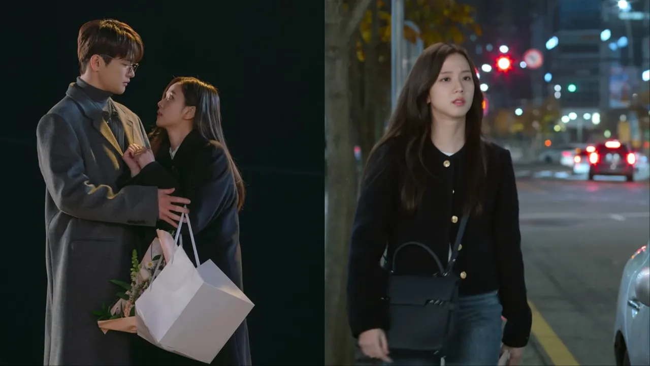Jisoo在《訂閱男友》與徐仁國談起浪漫戀愛，身邊還有DELVAUX美包作伴。翻攝Jisoo IG、翻攝Netflix