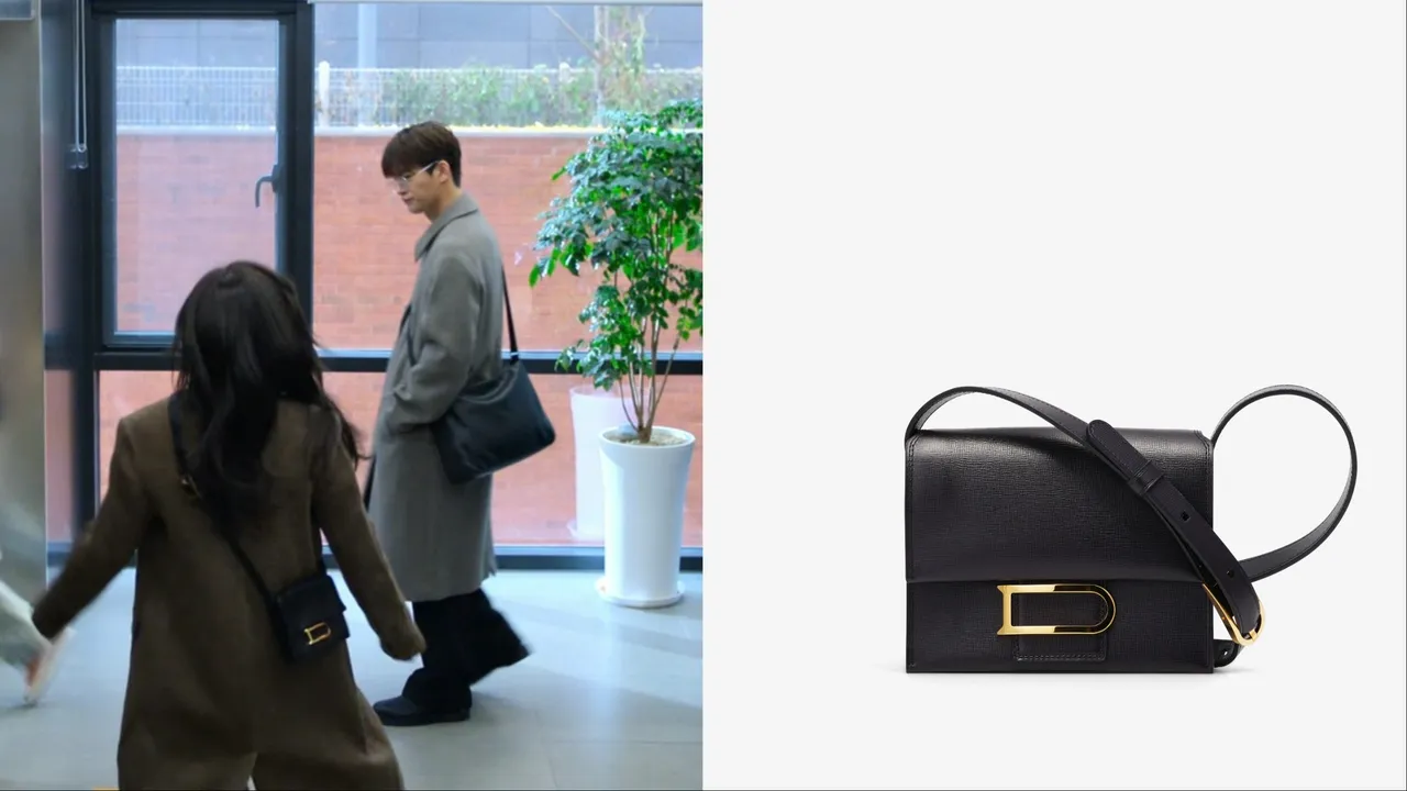 Jisoo搭配Delvaux Léonce Small黑色。左圖翻攝Netflix、右圖品牌提供