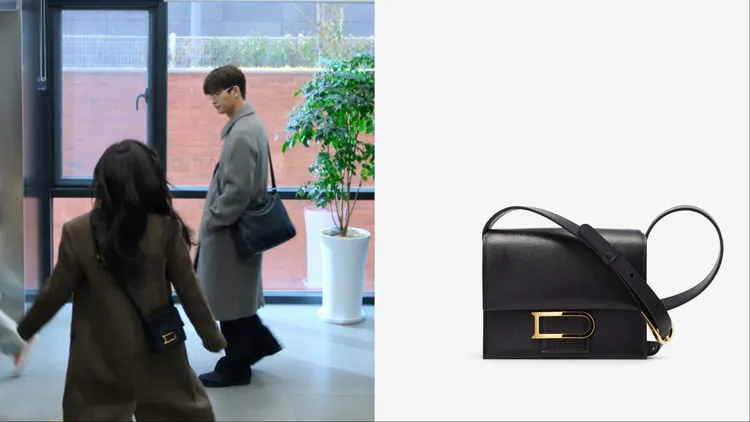 Jisoo搭配Delvaux Léonce Small黑色。左圖翻攝Netflix、右圖品牌提供