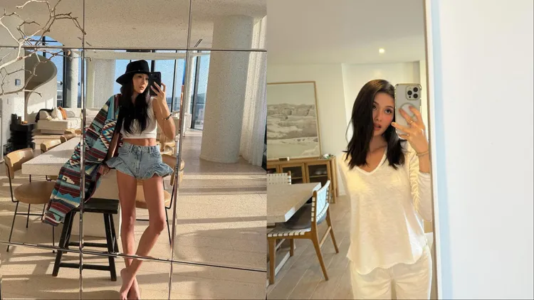 孫芸芸（左）與廖思惟（右）都喜歡在家中鏡子前自拍。翻攝孫芸芸、廖思惟IG