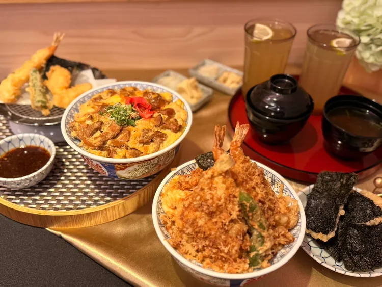 金子半之助雙人套餐搭配經典「上天丼」只要999元。陳揚盛攝