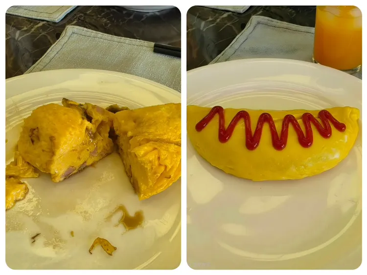 只要在照片下方AI生成區中輸入把Omelet復原，再加上番茄醬、一杯果汁等指令，就會將食物復原。趙筱文攝