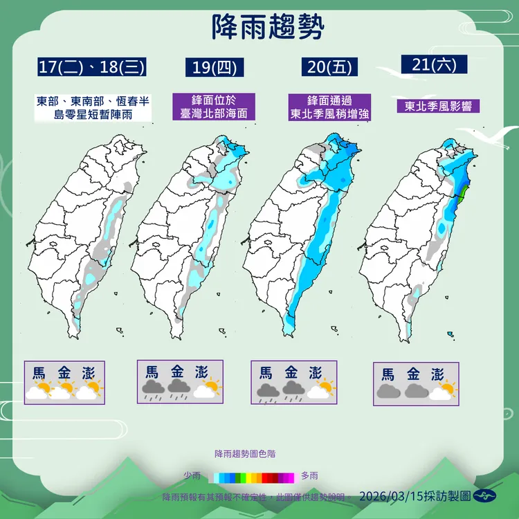 未來降雨趨勢。氣象署提供