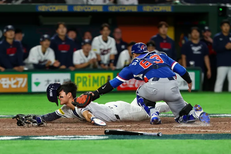 台灣隊第10局關鍵阻殺。中央社