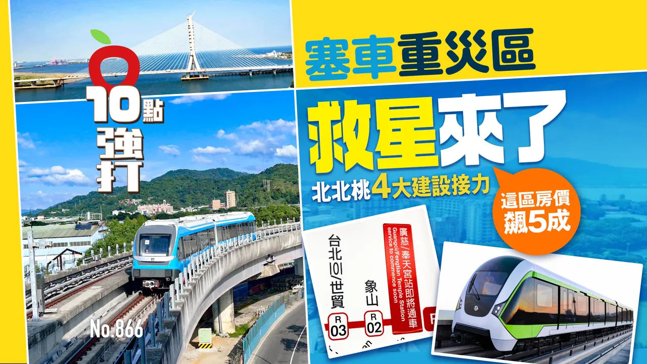 塞車重災區救星來了！北北桃4大建設接力　這區房價飆5成（壹蘋10點強打）