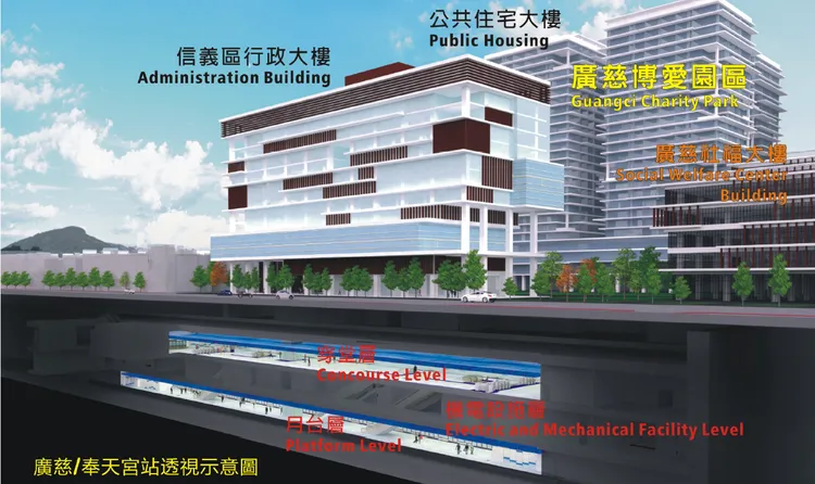 廣慈奉天宮捷運站示意圖。北市捷運工程局提供