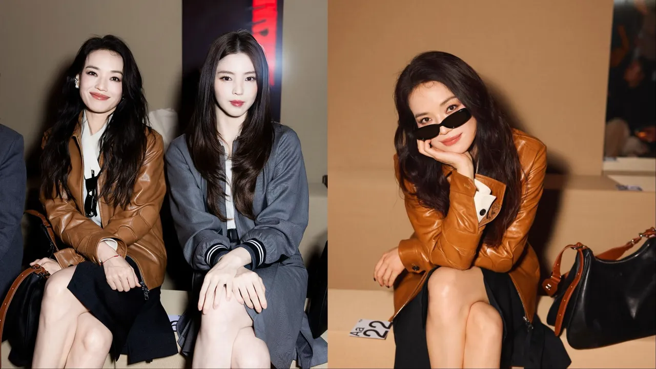 舒淇（左圖左、右圖）在FILA MILANO秀場上同框韓韶禧（左圖右）。翻攝fila_korea IG