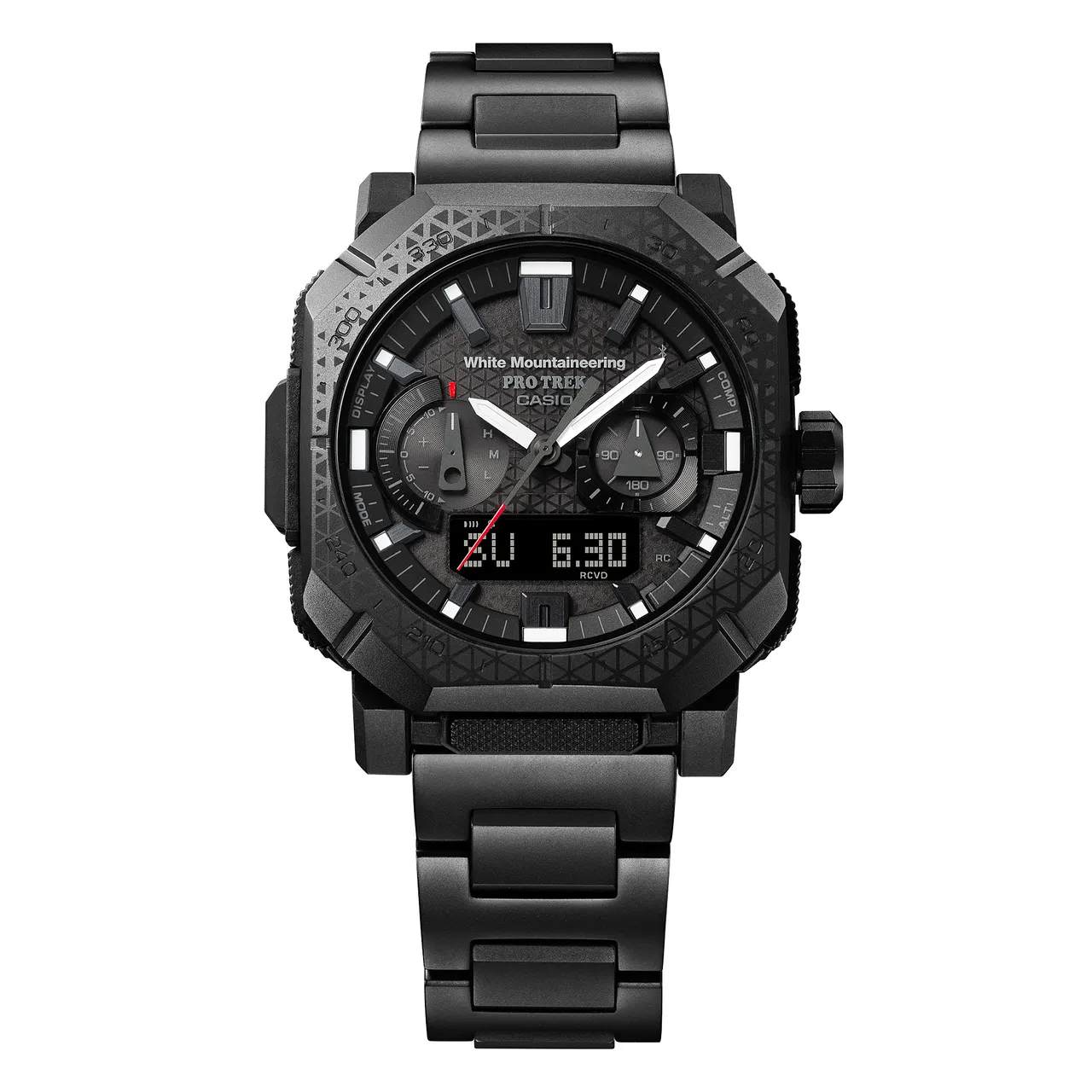 CASIO PRO TREK X White Mountaineering聯名錶PRW-B1000WM-1，2萬8000元。品牌提供