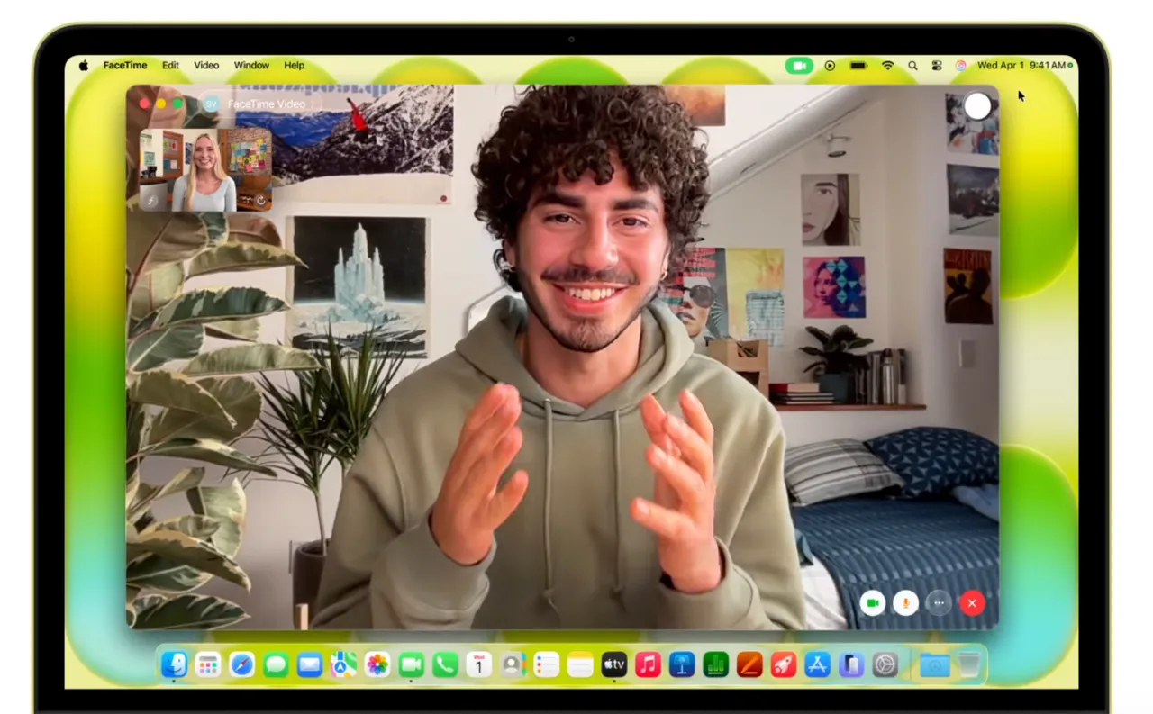 MacBook Air支援桌面視角，可在視訊通話時同步顯示桌面內容。